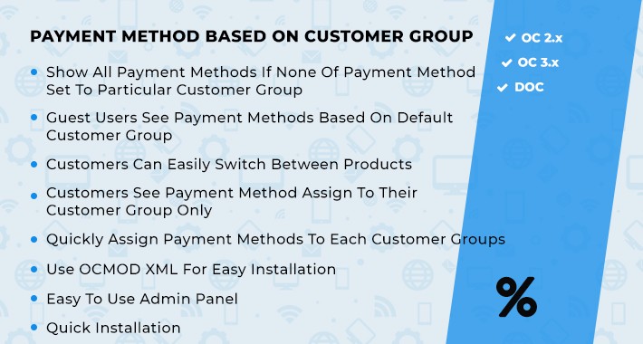 Payment Methods By Customer Groups