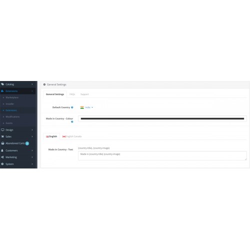 OpenCart Made In Country Extension