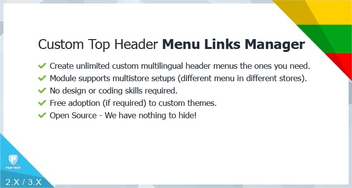 Ultimate Top Header Menu Links Manager -  OpenCart 3.X