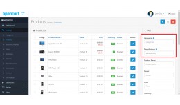 Admin product filter by Category/Manufacturer