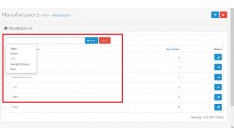 Admin Manufacturer Filter