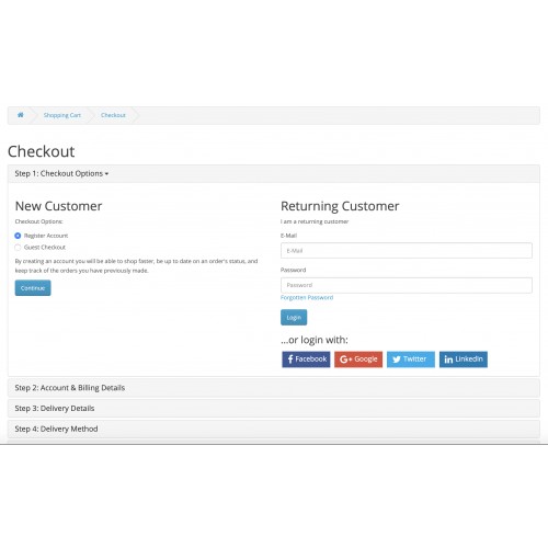 OpenCart - Awesome Login, Signup, Facebook, Google, Twitter, LinkedIn