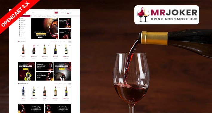Mr.Joker wine & Drink Ecommrce Opencart Website Template