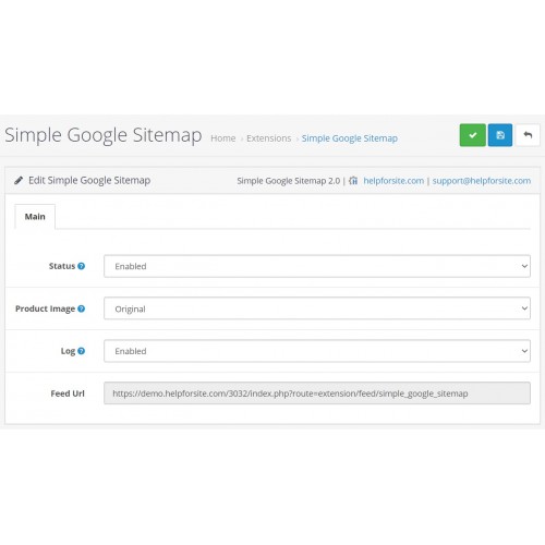 Write email Plant mock OpenCart - Simple Google Sitemap