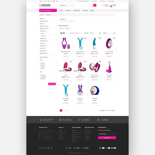 OpenCart Bonara SexToys Adult Ecommrce Website Template