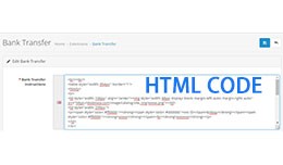 Bank transfer allow to use HTML Code