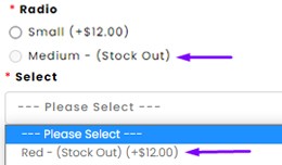 Out of Stock Text for Options OCMOD