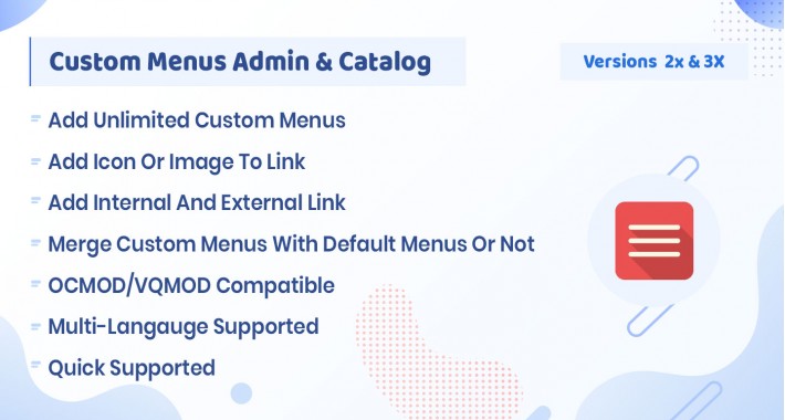 Custom Menus Admin & Catalog