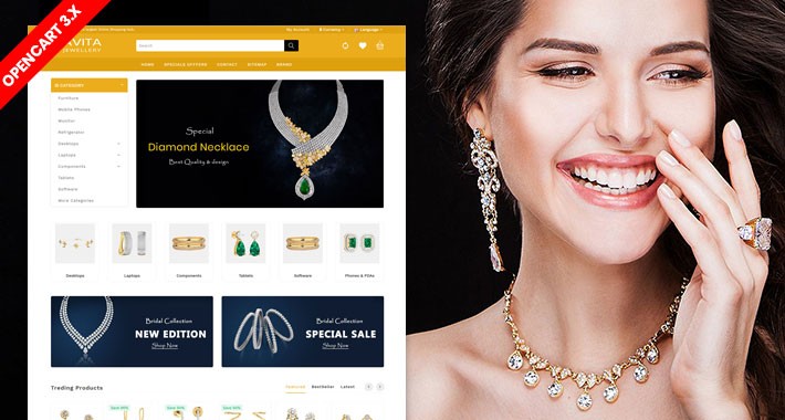 Avita Diamond Jewelry Ecommerce Website Template