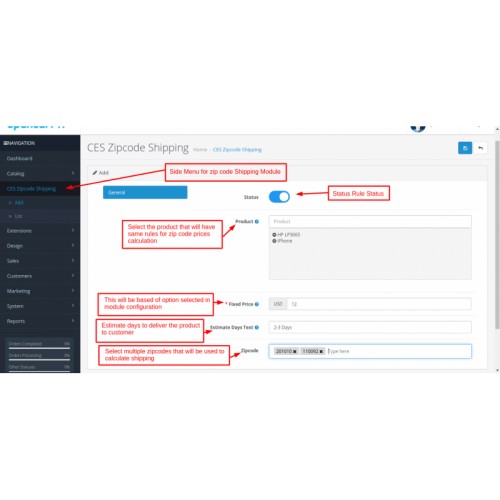 OpenCart - Zipcode Shipping
