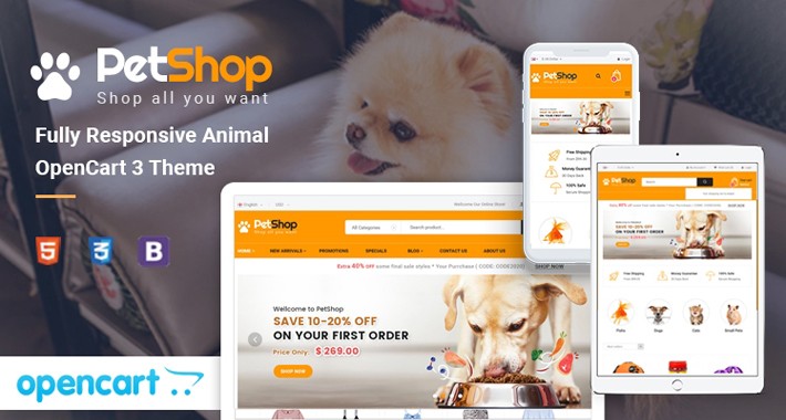 PetShop - Responsive Pet Store OpenCart 3 Theme