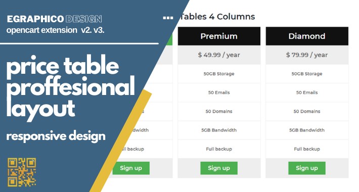 Price table section proffesional banner layout