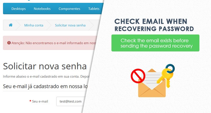 Checks whether email exists before sending password recovery