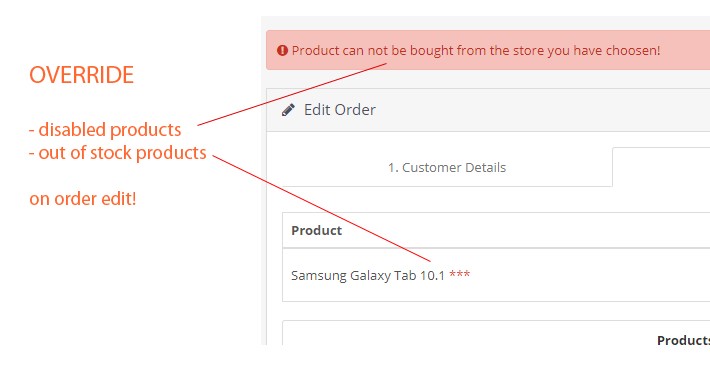 OpenCart - Override Out Of Stock & Disabled Products On Order Editing.