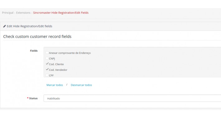 Hide Registration/Edit Fields