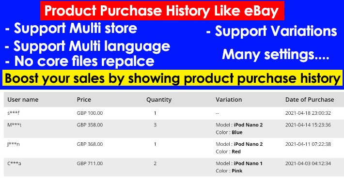 Product Purchase History Like eBay [Boost Sales]