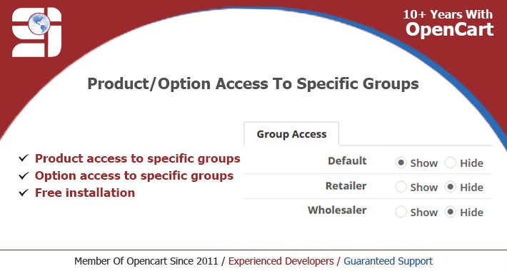 Product and Option access to assigned groups(Free Installation)