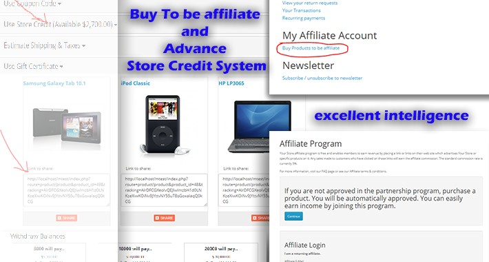 Buy To be affiliate and Advance Store Credit System Buy To be affiliate and Advance Store Credit System