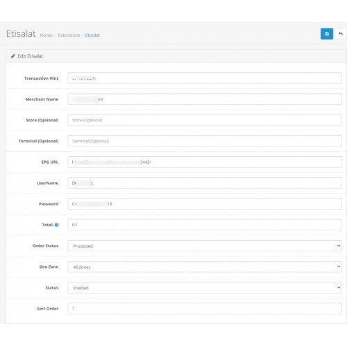 opencart-etisalat-payment-gateway