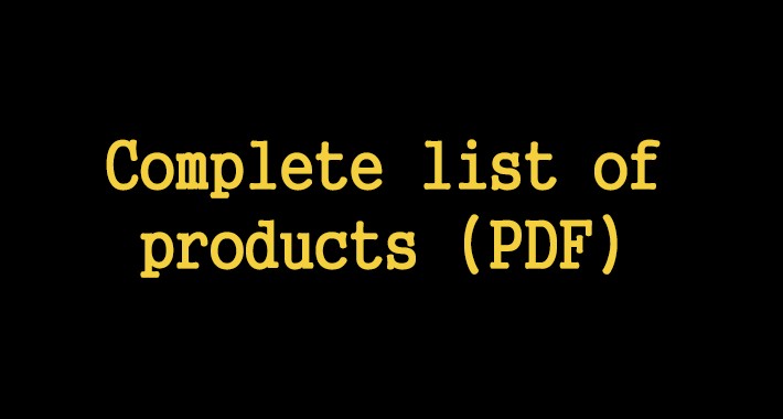 Complete list of products (PDF)