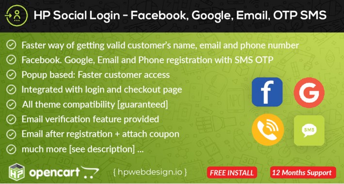 Social Login Facebook Google Phone Email [Advanced]