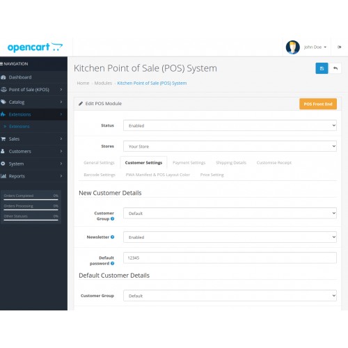 OpenCart Opencart Kitchen Point Of Sale System (POS)