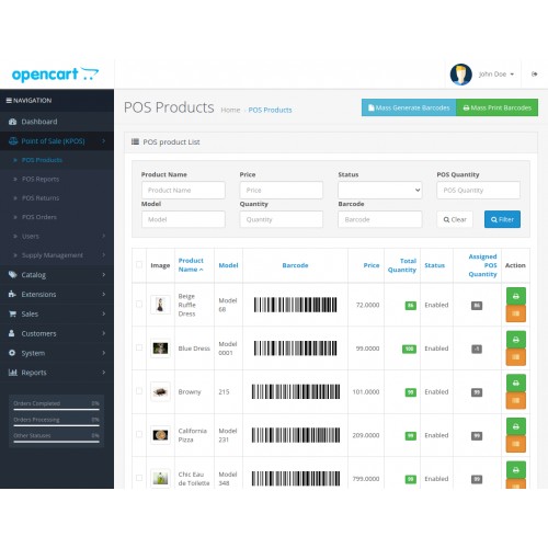 OpenCart Opencart Kitchen Point Of Sale System (POS)