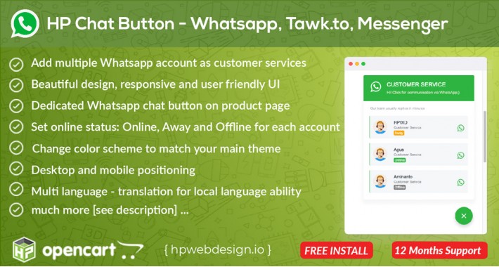 Whatsapp Chat Button - Multi Customer Services [Advanced]