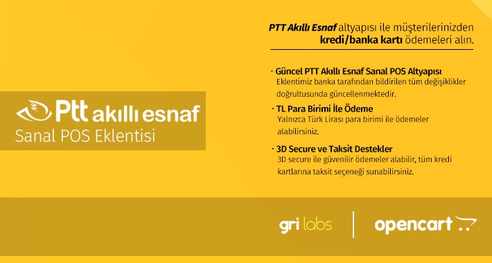 PTT Akıllı Esnaf OpenCart Sanal POS Modülü (OpenCart POS Module)