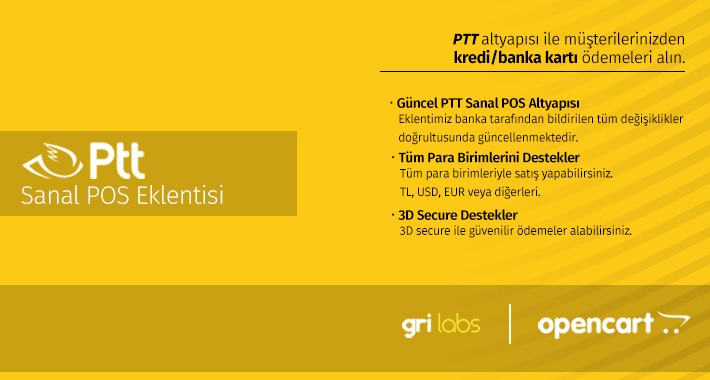PTT OpenCart Sanal POS Modülü - PTT OpenCart vPOS Module