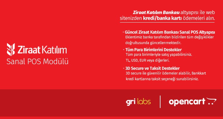 Ziraat Katılım OpenCart Sanal POS Modülü-(OpenCart vPOS Module)