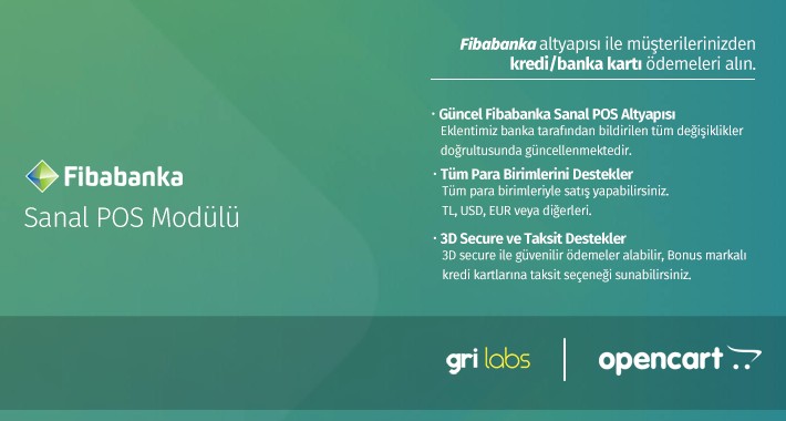 Fibabanka OpenCart Sanal POS Modülü - (OpenCart vPOS Module)