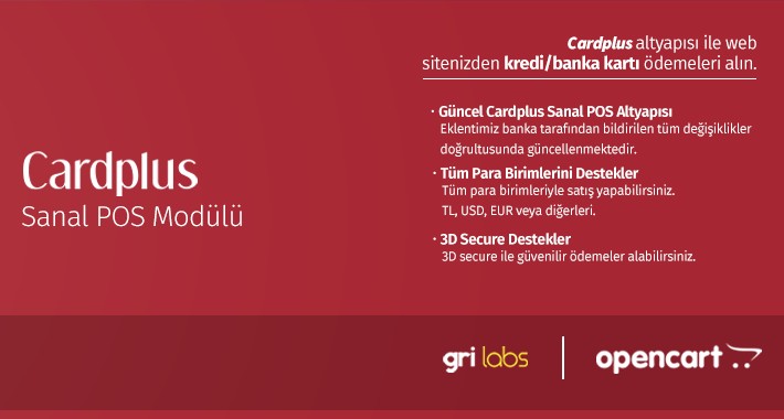 CardPlus OpenCart Sanal POS Modülü - (OpenCart vPOS Module)