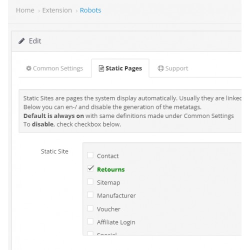 OpenCart Robots noindex PRO