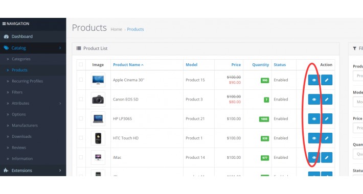 Admin Product Preview for  OpenCart 3.0.3.8