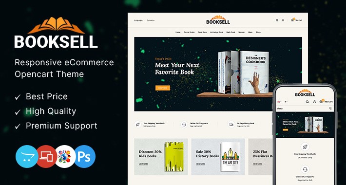 Booksell - Stationery Store OpenCart Theme - OPCADD103