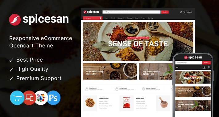 Spicesan - Supermarket Store OpenCart Theme - OPCADD102