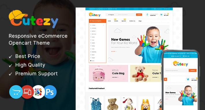 Cutezy - Kids and Toys Store OpenCart Theme - OPCADD079
