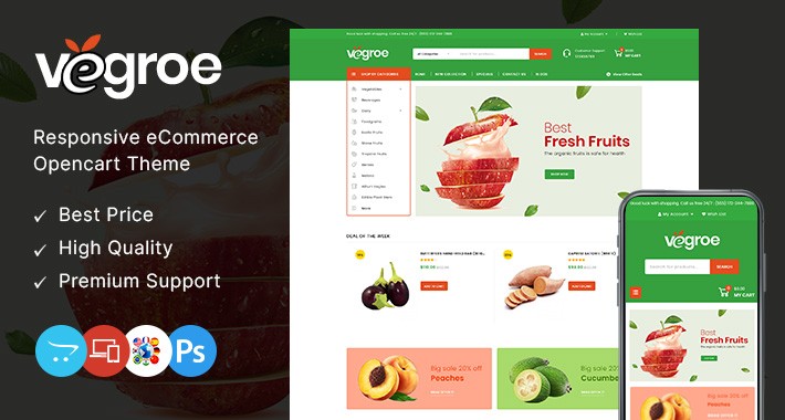 Vegroe - Grocery Shop OpenCart Theme - OPCADD072