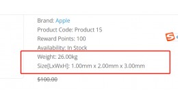 Show Product Dimensions with Unit
