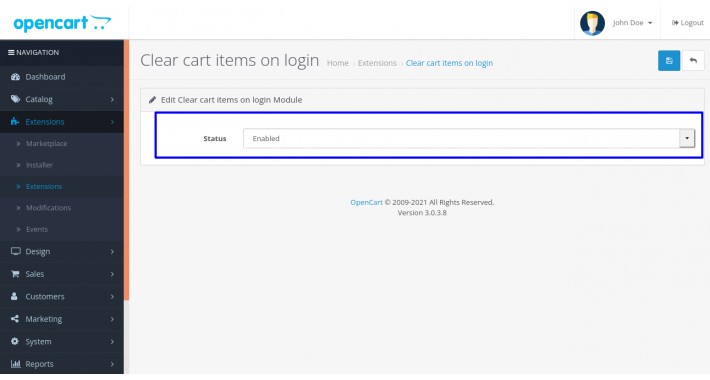 Clear cart items on login