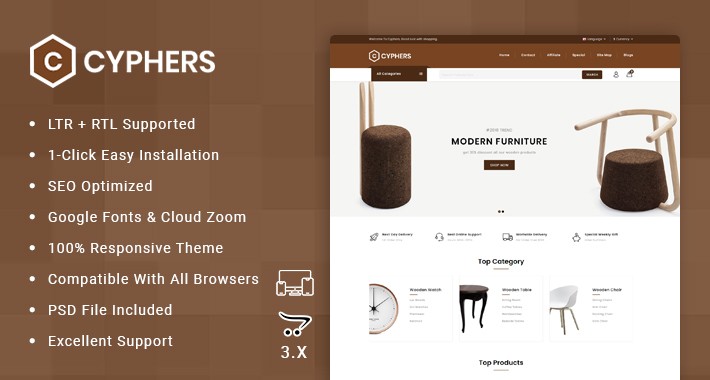 Cyphers - Furniture Store OpenCart Responsive Theme
