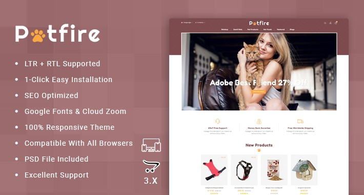 Petfire - Animals Store OpenCart Responsive Theme