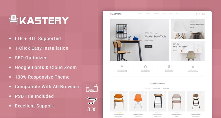 Kastery - Wood Furniture Store OpenCart Responsive Theme