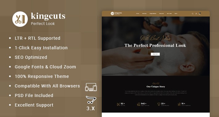 Kingcuts - Salon Store  OpenCart Responsive Theme