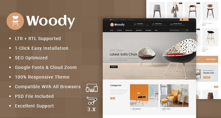 Woody – Furniture Store OpenCart Responsive Theme