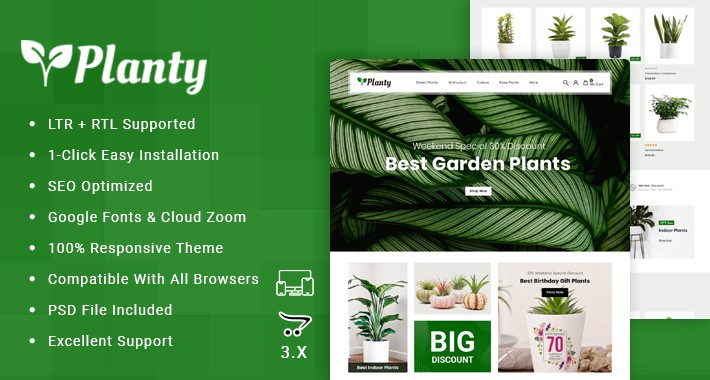 Planty – Plants Store OpenCart Responsive Theme