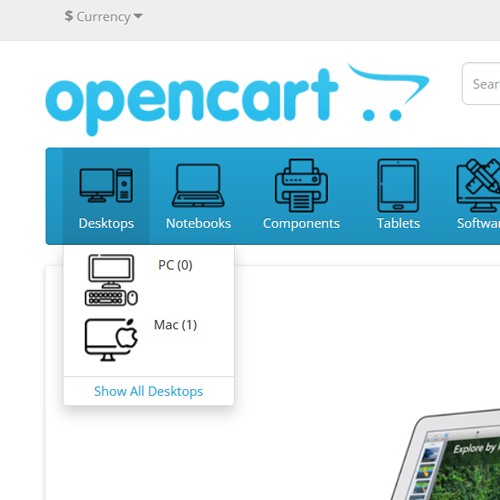 OpenCart - Category icon in the top menu