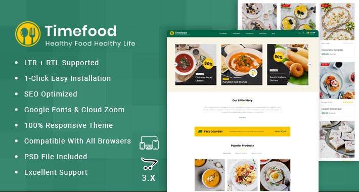 Timefood – Healthy Food Store OpenCart  Responsive Theme
