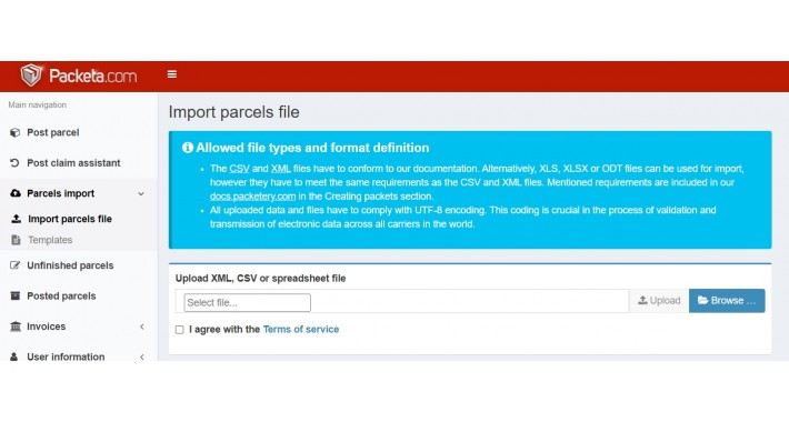 Packeta (CZ, SK, HU, RO) CSV Import parcels / Import zásielok